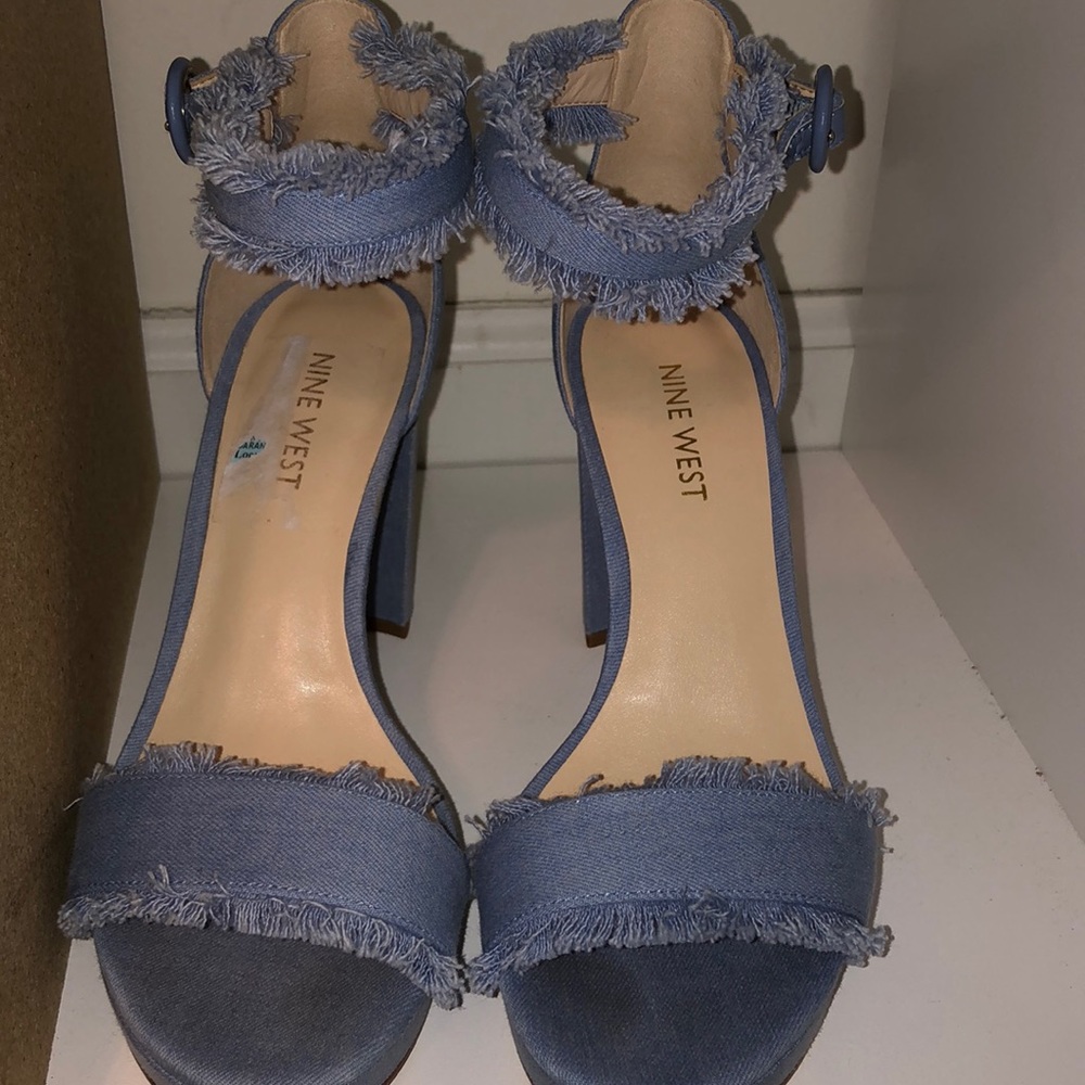 Nine West Denim ankle strap heels